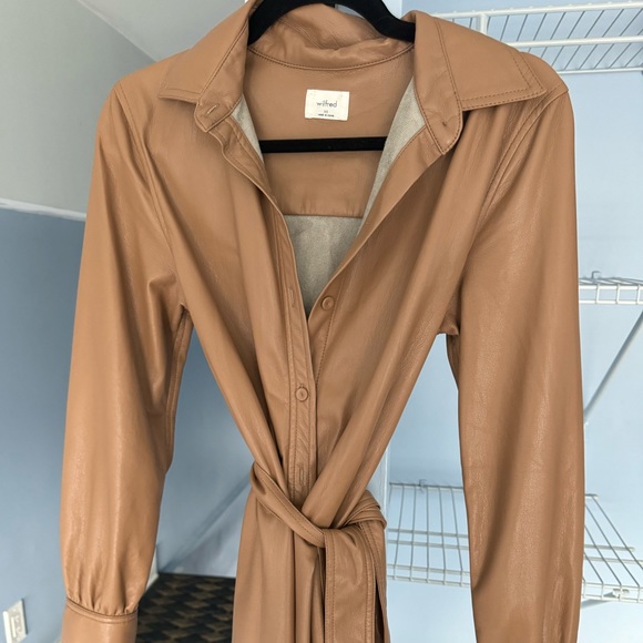 Aritzia Caroline Vegan leather dress in camel - Picture 2 of 5
